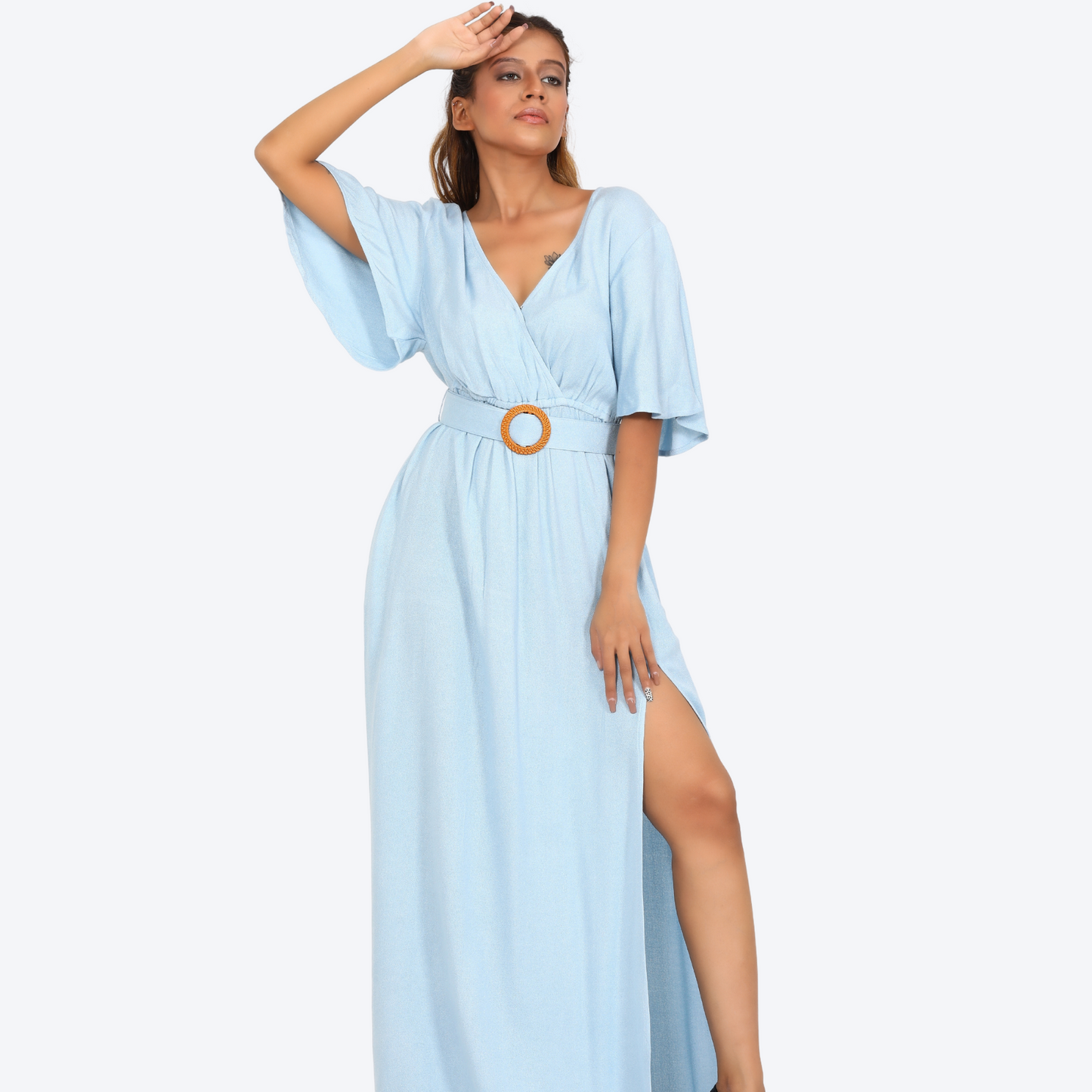 Women side slit maxi dress
