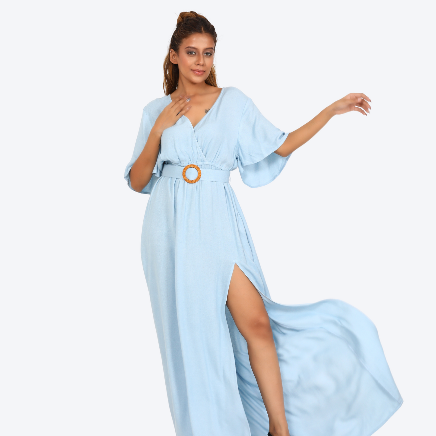 Women side slit maxi dress